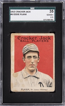 1915 Cracker Jack #6 Eddie Plank – SGC GD+ 2.5